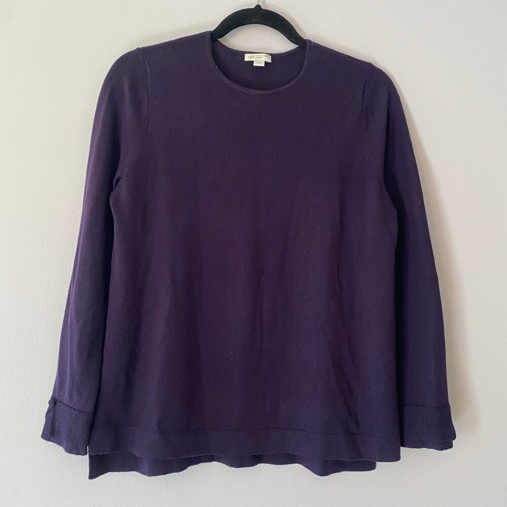 J. Jill Plum Purple Merino Wool Crewneck Sweater Minimalist Women's size Small